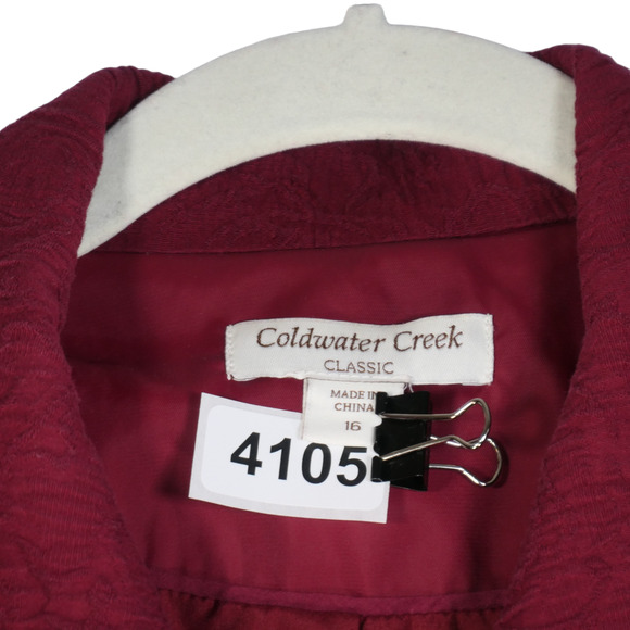 Coldwater Creek Jacket Blazer Womens Size 16 Dark Red Mixed Media Zip Pockets - Picture 9 of 9